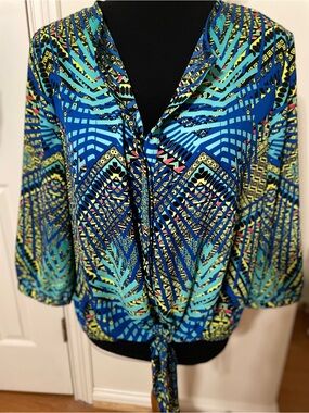 Peter Nygard Tie-Front Women's Top Size 14 Petite